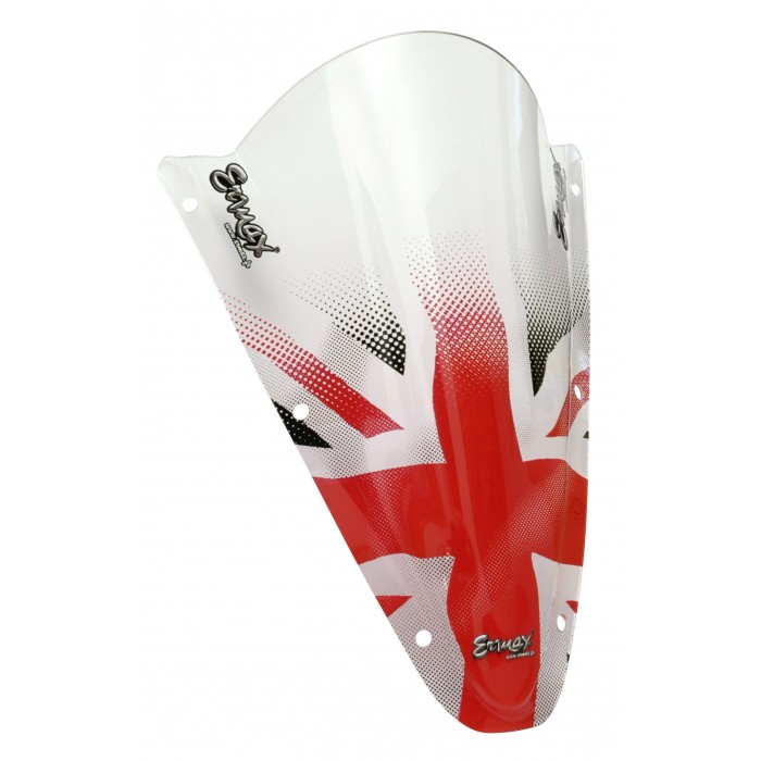 Sérigraphie noire et rouge Union Jack pour bulle et pare brise Sérigraphie noire et rouge Union Jack pour bulle et pare brise
