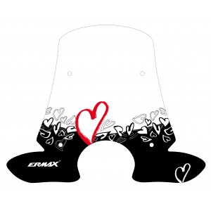 Black and red Hearts silkscreen for screen and windshield