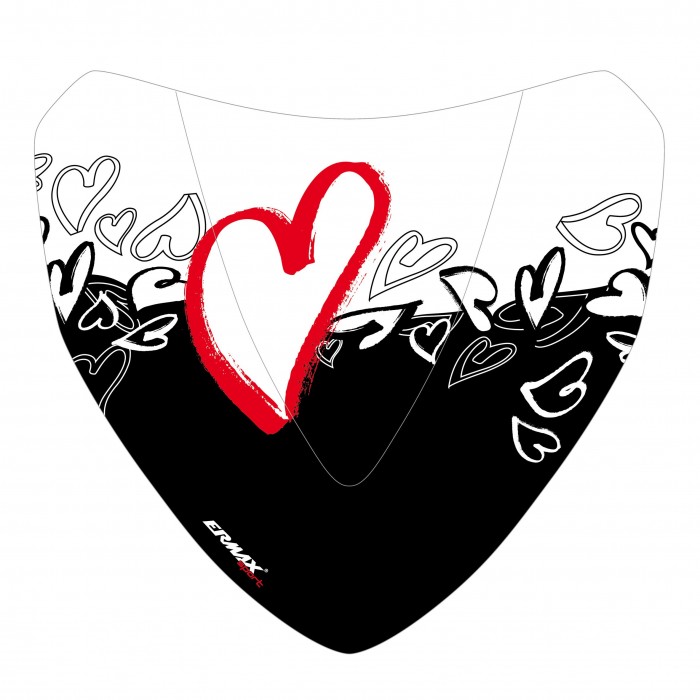 Sérigraphie Coeur noire et rouge pour saute vent Sérigraphie Coeur noire et rouge pour saute vent