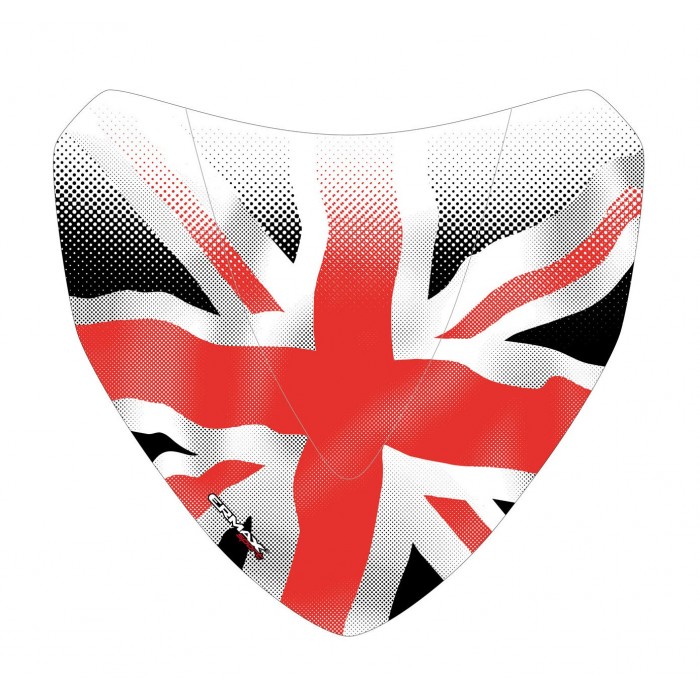Sérigraphie noire et rouge Union Jack pour saute vent Sérigraphie noire et rouge Union Jack pour saute vent